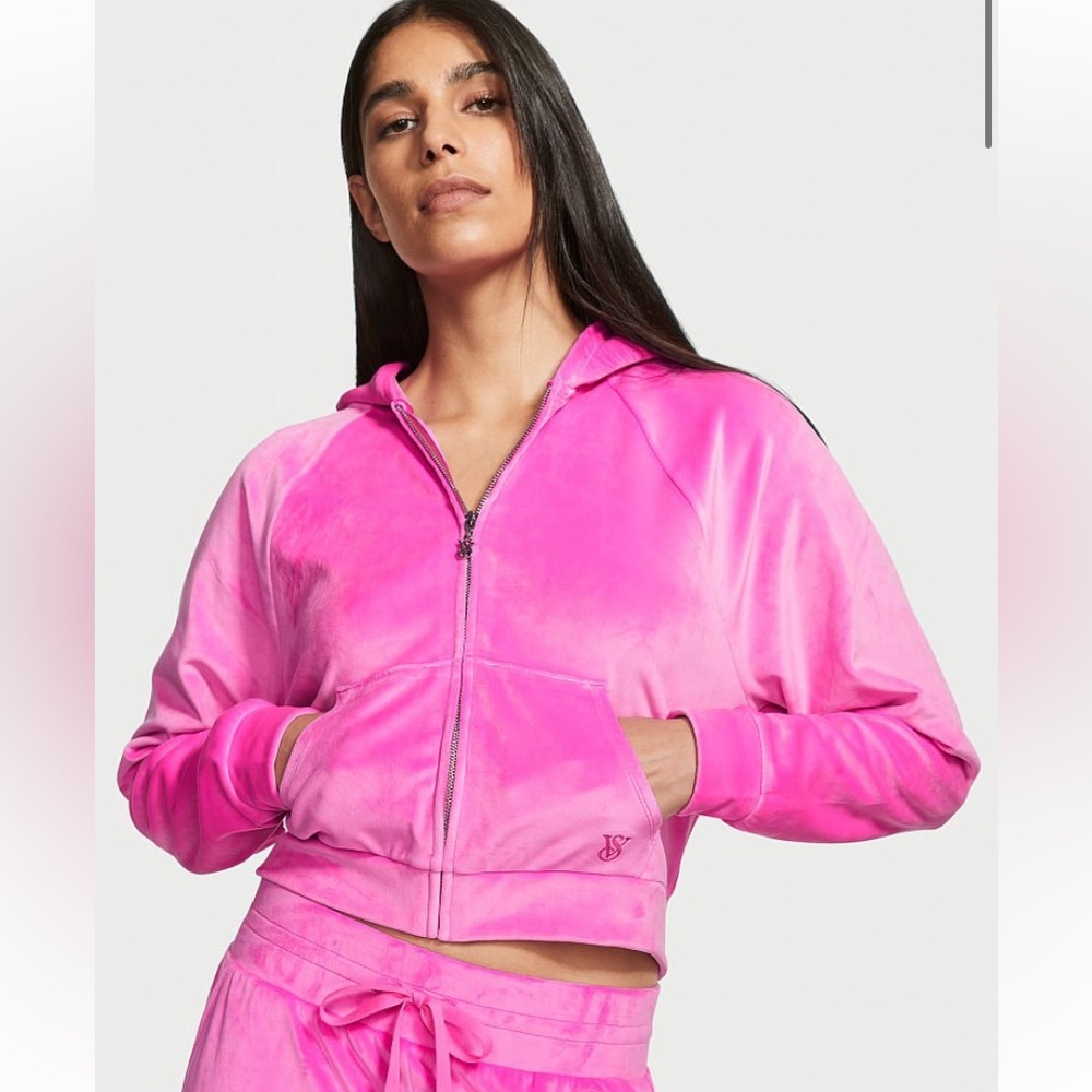 Victoria Secret Pink Velvet Velour Hoodie - New with Tags